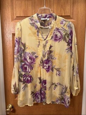 Susan Graver Sheer Floral Blouse & Matching Tank Top